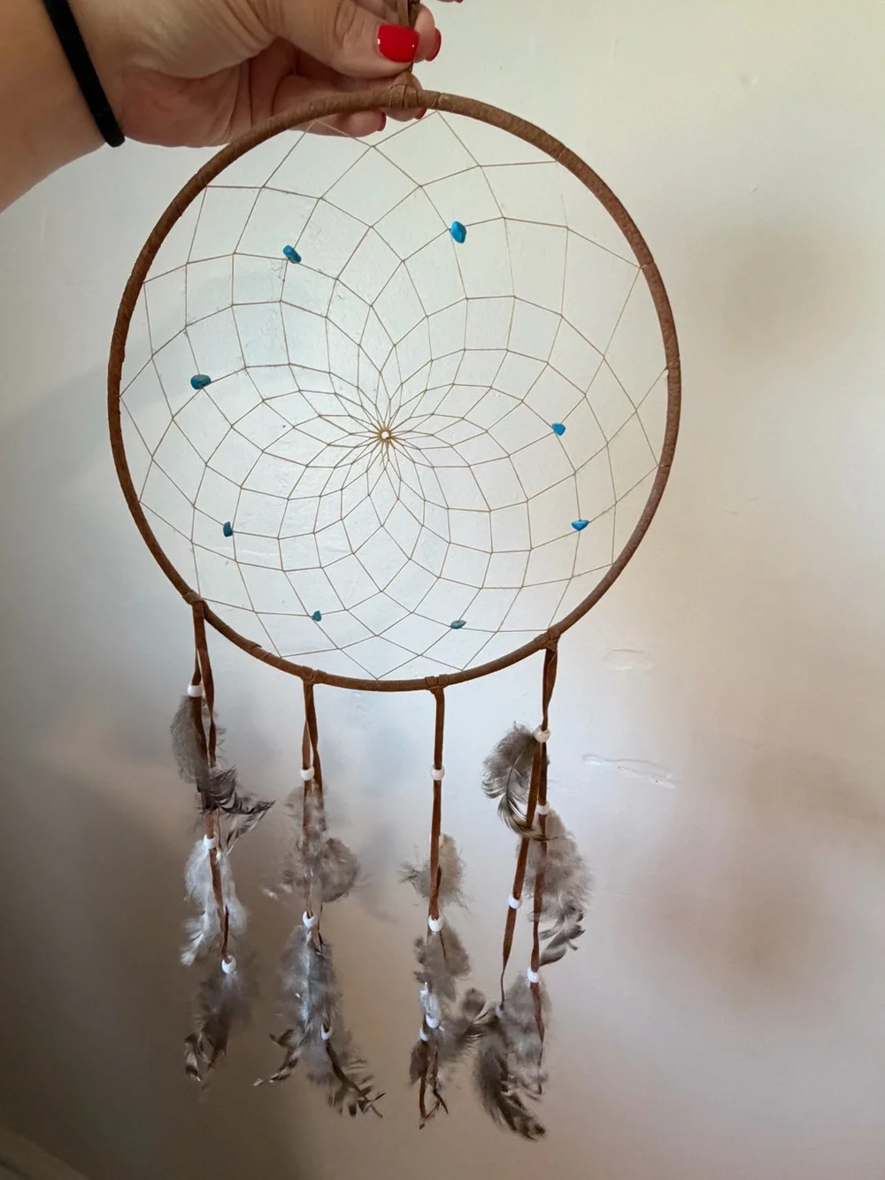 Urban Outfitters Brown Dreamcatcher with Turquoise Bead Accents